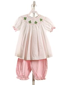 ANAVINI  PINK  GINGHAM SMOCKED 2-PIECE OUTFIT