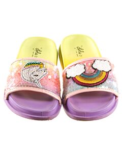 LOLA + THE BOYS PURPLE SANDALS *SIZE EU 33 EQUIVALENT TO SIZE 2 *THIS ITEM IS GENTLY USED WITH MINOR SIGNS OF WEAR (SIGN OF WEAR AND MINOR STAINING) *EUC SIZE CHILD 2