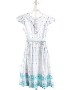 ALICE KATHLEEN  AQUA  POLKA DOT EMBROIDERED DRESS WITH EYELET TRIM