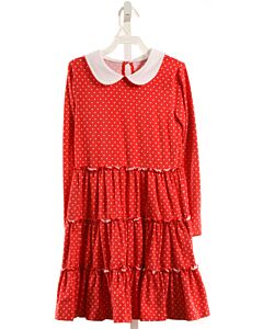 SERENDIPITY  RED  POLKA DOT  KNIT DRESS WITH PICOT STITCHING