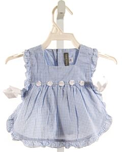 LES PETITS SOLEILS  LT BLUE  GINGHAM  SLEEVELESS SHIRT