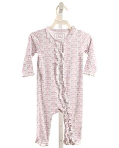 LILA + HAYES  LT PINK    KNIT ROMPER WITH RUFFLE