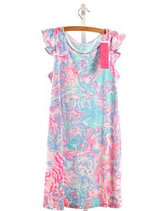 LILLY PULITZER  AQUA  FLORAL  KNIT DRESS