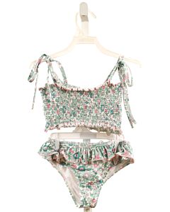 SAL & PIMENTA  BLUE  FLORAL SMOCKED 2-PIECE SWIMSUIT