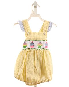 LIL CACTUS  YELLOW SEERSUCKER STRIPED SMOCKED BUBBLE