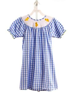 NO TAG  BLUE  GINGHAM SMOCKED DRESS