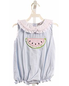 SEAUX SMOCKED  LT BLUE  GINGHAM APPLIQUED BUBBLE