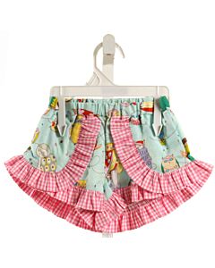 RED BEANS  AQUA  PRINT  SHORTS WITH RUFFLE