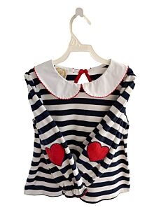 THE BEAUFORT BONNET COMPANY  BLUE  STRIPED  KNIT LS SHIRT WITH PICOT STITCHING