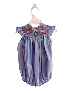 WISH UPON A STAR  BLUE  GINGHAM SMOCKED BUBBLE WITH RUFFLE