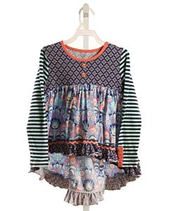 SERENDIPITY  BLUE  FLORAL PRINTED DESIGN SHIRT-LS