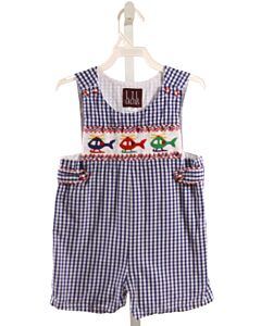 LIL CACTUS  NAVY  GINGHAM SMOCKED JON JON