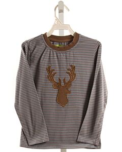 BE MINE  BROWN  STRIPED APPLIQUED KNIT LS SHIRT