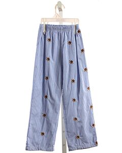 CECIL & LOU  BLUE  GINGHAM EMBROIDERED PANTS