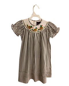 LIL CACTUS  GRAY  GINGHAM SMOCKED DRESS WITH RIC RAC