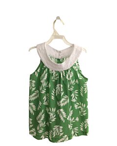 LITTLE ENGLISH  GREEN  FLORAL  SLEEVELESS SHIRT WITH RIC RAC