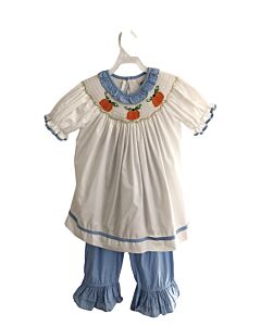 SCERCIE  BLUE  POLKA DOT SMOCKED 2-PIECE OUTFIT WITH RUFFLE