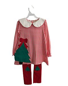 SMOCKINGBIRD  RED  GINGHAM  2-PIECE OUTFIT WITH PICOT STITCHING