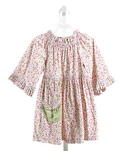 TWO GIRLS AND A BOY  HOT PINK CORDUROY FLORAL  DRESS WITH RUFFLE