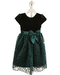 JONA MICHELLE  GREEN VELVET   PARTY DRESS WITH LACE TRIM