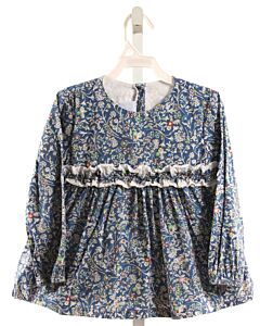 BELLA BLISS  BLUE  FLORAL  DRESS SHIRT WITH RUFFLE