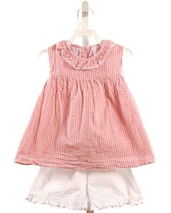 LITTLE ENGLISH  RED SEERSUCKER STRIPED  2-PIECE OUTFIT WITH RUFFLE