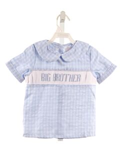 CECIL & LOU  BLUE  PLAID SMOCKED SHIRT-SS