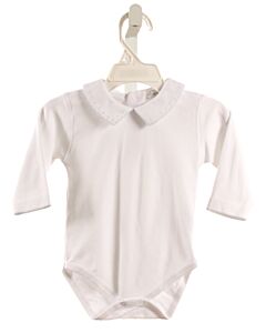 KISSY KISSY  WHITE    KNIT LS SHIRT WITH PICOT STITCHING