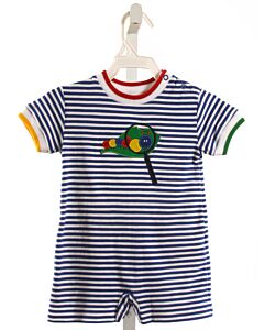 FLORENCE EISEMAN  BLUE KNIT STRIPED  SHORTALL