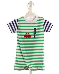 FLORENCE EISEMAN  GREEN KNIT STRIPED  SHORTALL