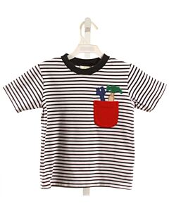 ZUCCINI  NAVY  STRIPED APPLIQUED KNIT SS SHIRT