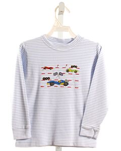 SQUIGGLES  LT BLUE  STRIPED APPLIQUED KNIT LS SHIRT