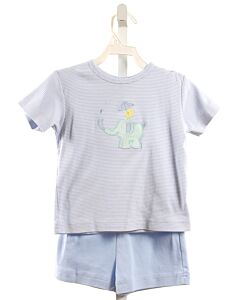 FLORENCE EISEMAN  LT BLUE  STRIPED APPLIQUED 2-PIECE OUTFIT