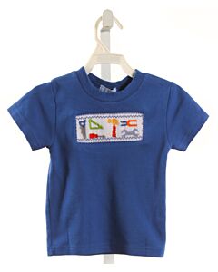 VIVE LA FETE  BLUE KNIT  SMOCKED T-SHIRT