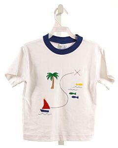 FLORENCE EISEMAN  WHITE KNIT  APPLIQUED T-SHIRT