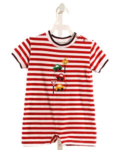 FLORENCE EISEMAN  RED  STRIPED APPLIQUED KNIT SHORTALL