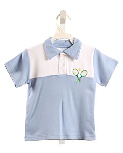 LITTLE ENGLISH  LT BLUE   EMBROIDERED KNIT SS SHIRT