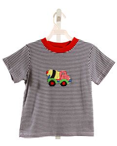 SQUIGGLES  NAVY  STRIPED APPLIQUED T-SHIRT