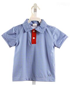 SET BY LULLABY SET  BLUE  GINGHAM  KNIT SS SHIRT