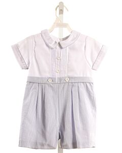 FLORENCE EISEMAN  LT BLUE SEERSUCKER STRIPED  SHORTALL