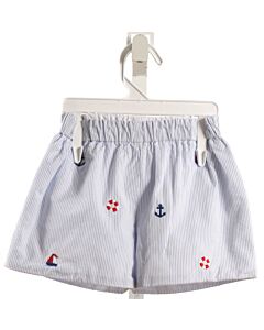 ZUCCINI  LT BLUE  STRIPED EMBROIDERED SHORTS