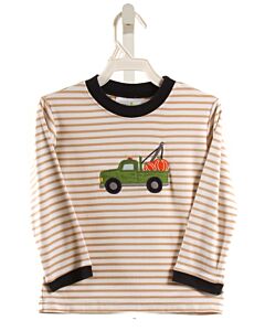 ZUCCINI  BROWN  STRIPED APPLIQUED KNIT LS SHIRT