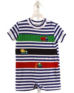 FLORENCE EISEMAN  BLUE  STRIPED APPLIQUED KNIT SHORTALL
