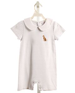 STITCHY FISH  LT BLUE  STRIPED APPLIQUED KNIT SHORTALL