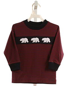 FLORENCE EISEMAN  RED  STRIPED  KNIT LS SHIRT