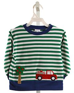 FLORENCE EISEMAN  GREEN  STRIPED  KNIT LS SHIRT