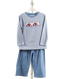 ZUCCINI  BLUE  STRIPED SMOCKED 2-PIECE OUTFIT