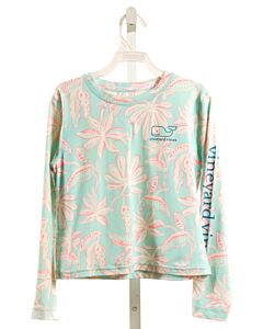 VINEYARD VINES  AQUA  FLORAL PRINTED DESIGN RASH GUARD