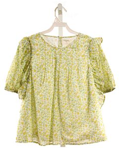 CREWCUTS  YELLOW  FLORAL  SHIRT-SS WITH RUFFLE