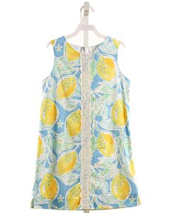 J. BAILEY  YELLOW   PRINTED DESIGN DRESS WITH LACE TRIM